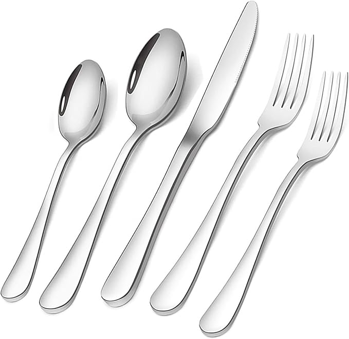 Briout Flatware Set Service for 4 Stainless Steel Cutlery Set 20 Piece Include Upgraded Knife Spoon Fork Mirror Polished, Dishwasher Safe
