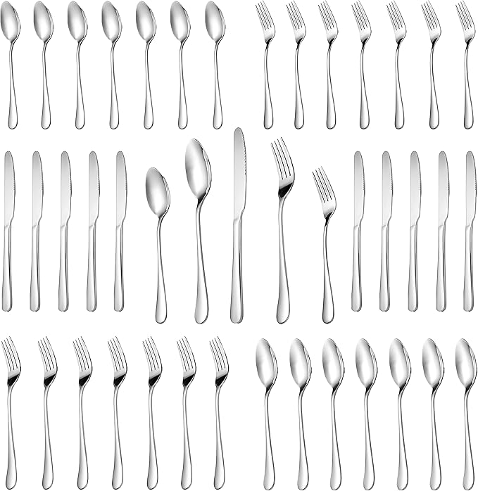 30 Pcs Silverware Set Service for 6,Premium Stainless Steel Flatware Set,Mirror Polished Cutlery Utensil Sets,Durable Kitchen Eating Tableware Sets,Include Fork Knife Spoon,Dishwasher Safe